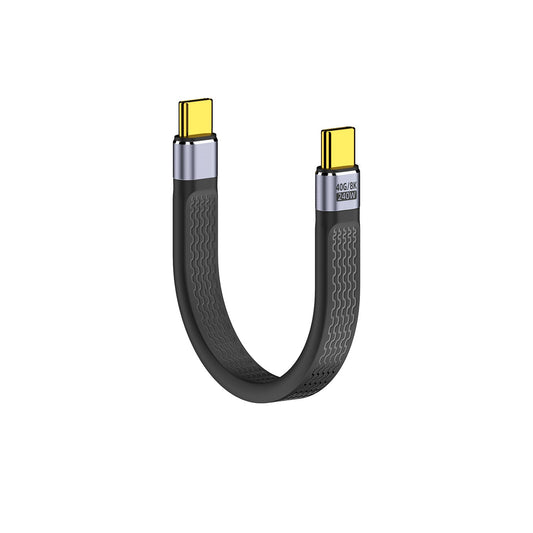 ZEERA FlexUSB Pro 240W USB-C kurzes Kabel | 8K Display, 40Gbps Übertragung, USB4 Full-Function, flexibles flaches Design