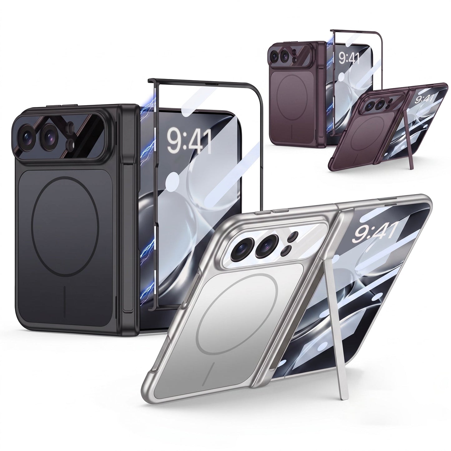 ZEERA FoldArmor Pro for iPhone Ultra: MagSafe Full-Cover Case with Integrated Screen Protector & Magnetic Hinge Kickstand