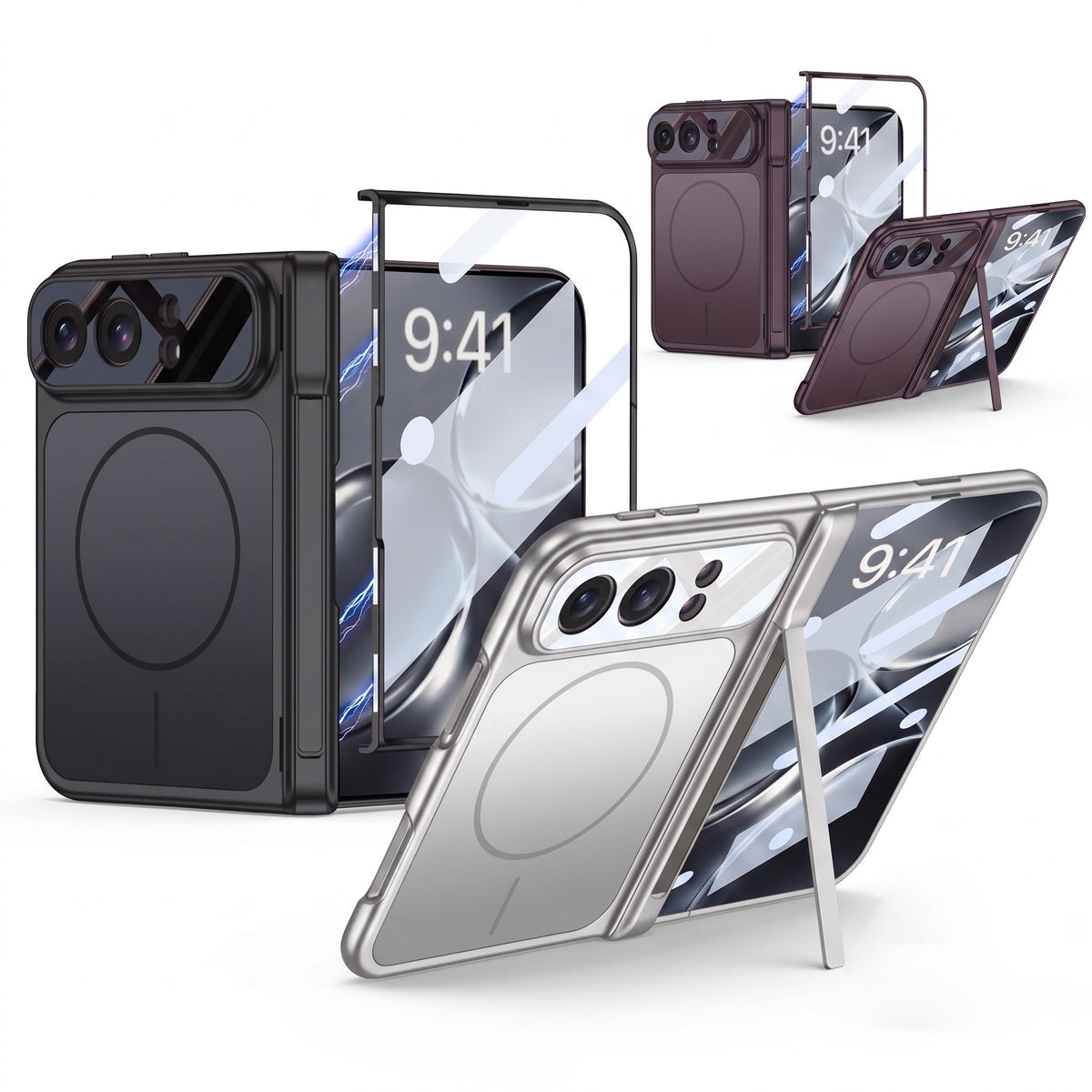 ZEERA FoldArmor Pro iPhone Duo用ケース:MagSafe対応、全方位保護、スクリーンプロテクター・ヒンジスタンド付き