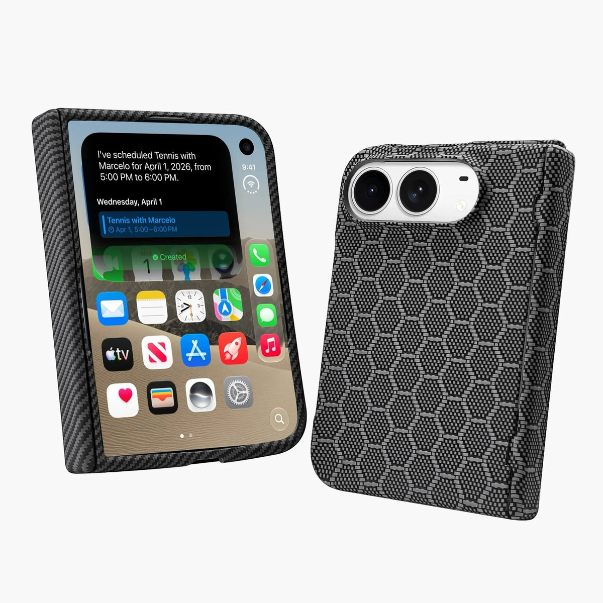 ZEERA FoldKev Pro Case for iPhone Duo: Ultra-Thin Kevlar Texture MagSafe Case with Auto-Retracting Hinge Protection