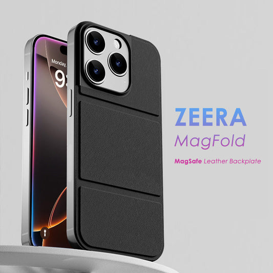 Zeera MagFold: iPhone 15/16 Pro Max MagSafe Leder-Rückplatte