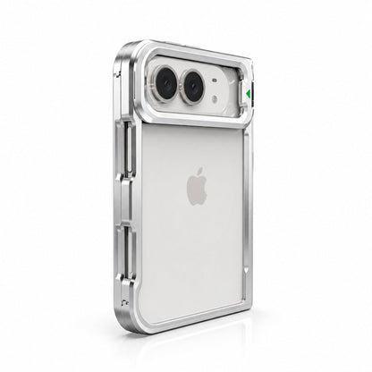 ZEERA FoldFrame Pro Case for iPhone Duo: Aluminum Bumper Case with Camera Kickstand & Magnetic Hinge Protection