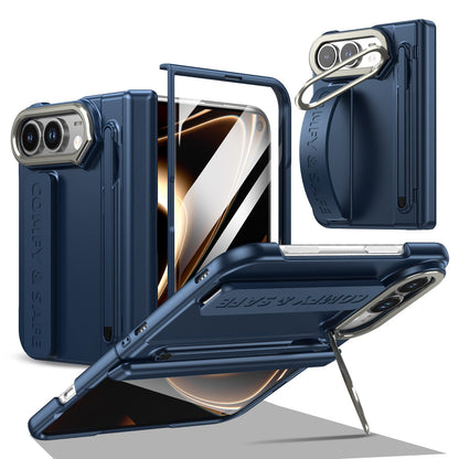 ZEERA FoldGrip Pro（iPhone DuoおよびGalaxy Z Fold8用）：カメラキックスタンド、リストストラップ、スタイラス付きヒンジケース