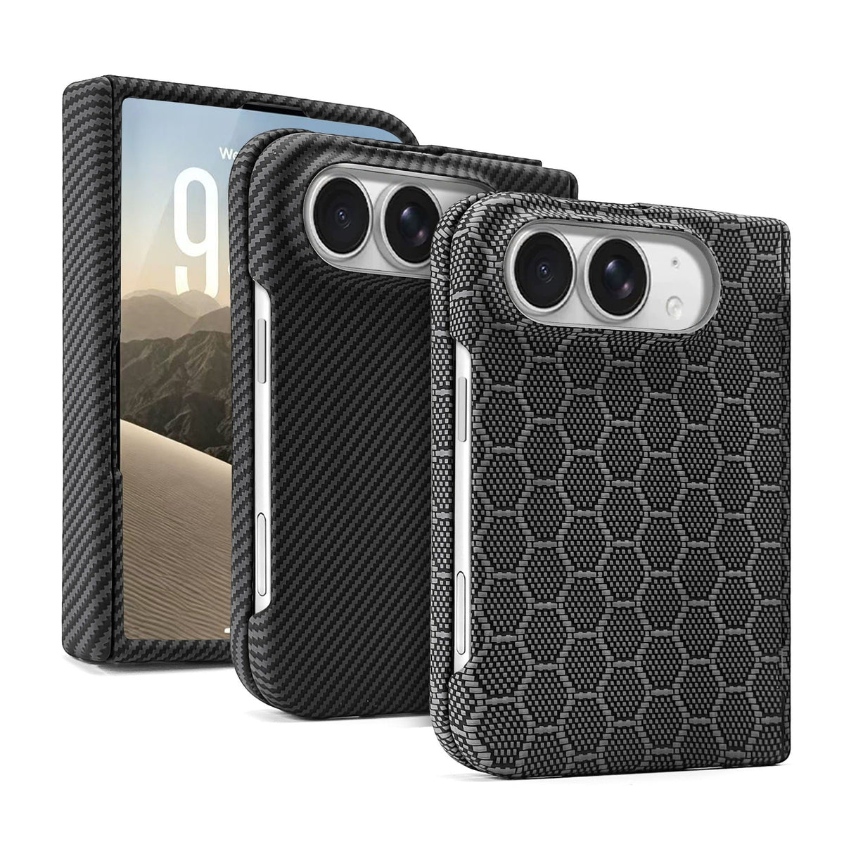 ZEERA FoldKev Pro Case for iPhone Duo: Ultra-Thin Kevlar Texture MagSafe Case with Auto-Retracting Hinge Protection