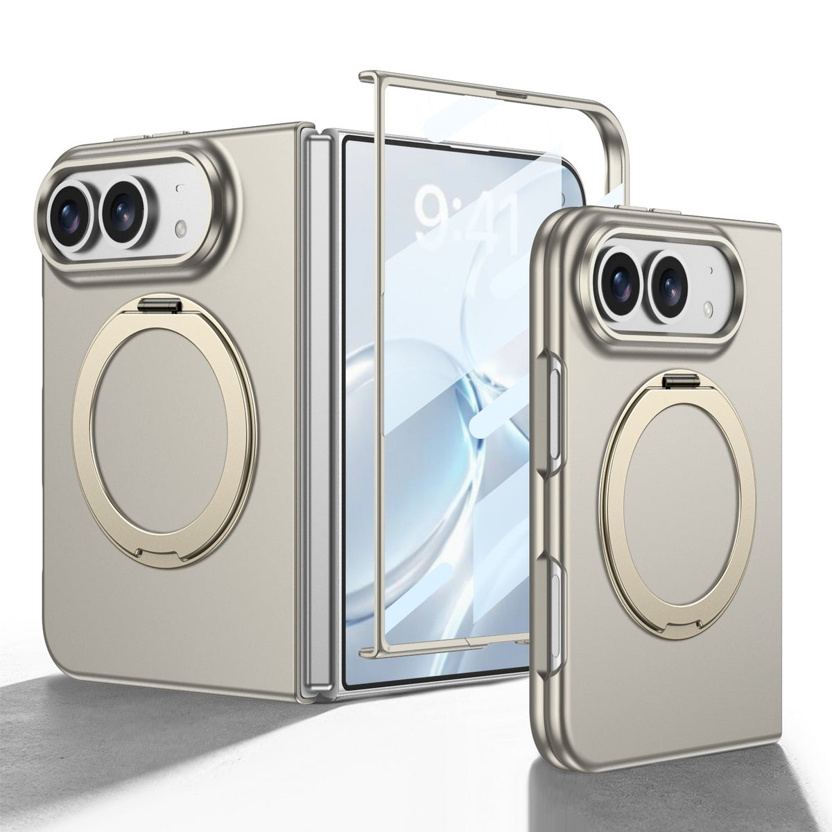 ZEERA FoldPivot Pro Case for iPhone Duo: Slim MagSafe Case with 360° Rotating Stand & Built-In Screen Protector