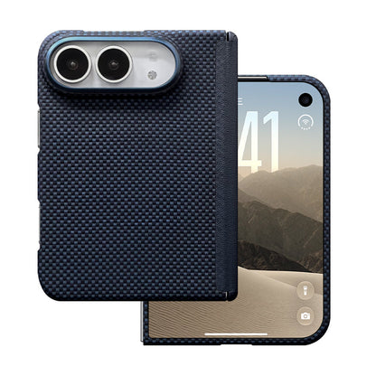 ZEERA FoldShield Pro Case for iPhone Duo: 1mm Ultra-Thin Aramid Fiber MagSafe Case with Auto-Retracting Leather Hinge Cover