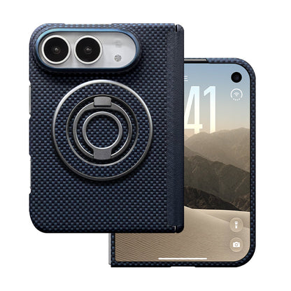 ZEERA FoldShield Pro Case for iPhone Duo: 1mm Ultra-Thin Aramid Fiber MagSafe Case with Auto-Retracting Leather Hinge Cover