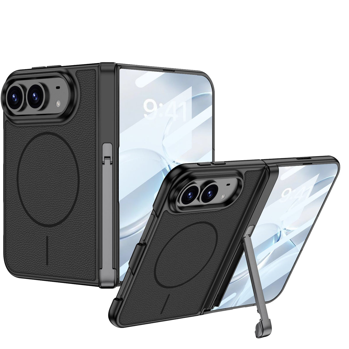 ZEERA FoldStand Pro Hülle für iPhone Duo: MagSafe Full-Cover Hülle mit 2-Wege-Scharnier-Ständer & Displayschutzfolie