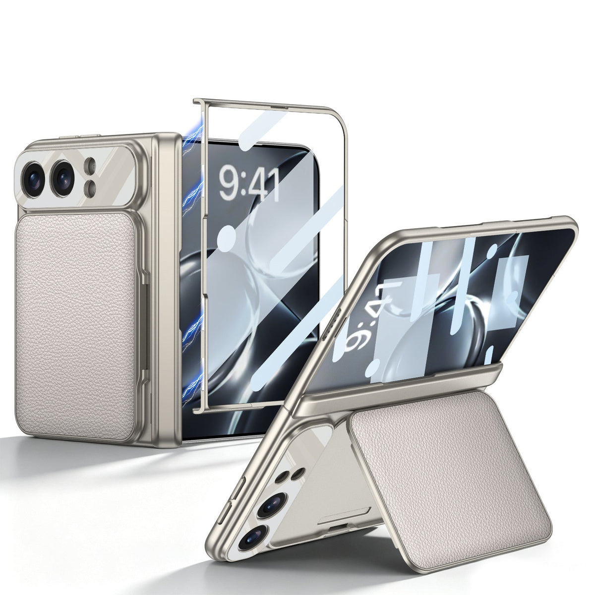 ZEERA FoldWallet Pro Case for iPhone Duo: 2-Card Vegan Leather Wallet Kickstand Case with Screen Protector & Hinge Protection