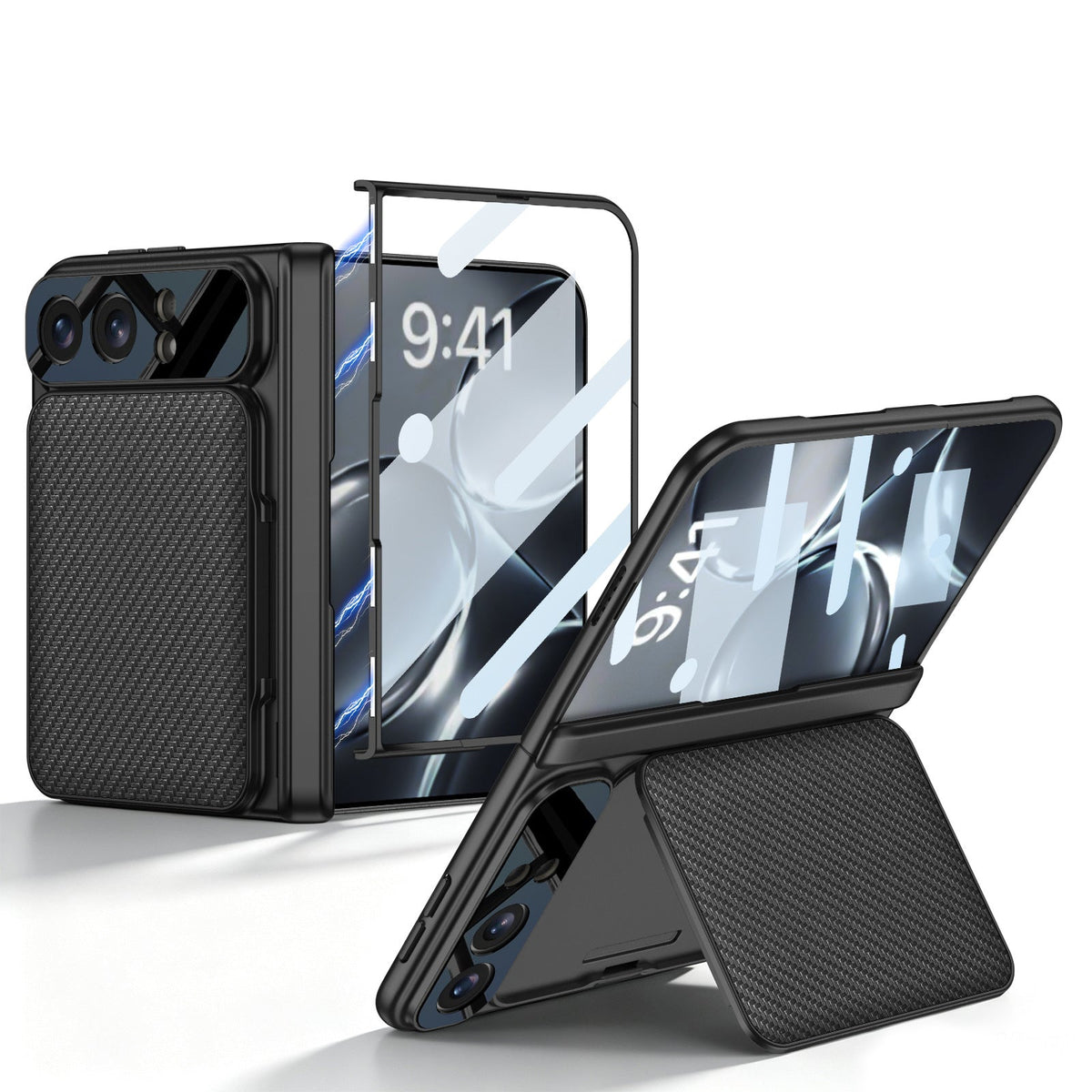 ZEERA FoldWallet Pro Case for iPhone Duo: 2-Card Vegan Leather Wallet Kickstand Case with Screen Protector & Hinge Protection