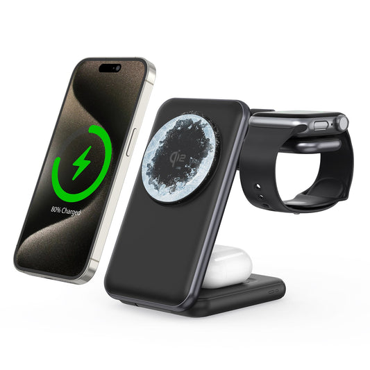 ZEERA MagTri Gen2 Qi2.2 Foldable MagSafe Charger: 25W Wireless Fast Charging, Active Cooling & Compact Travel Design