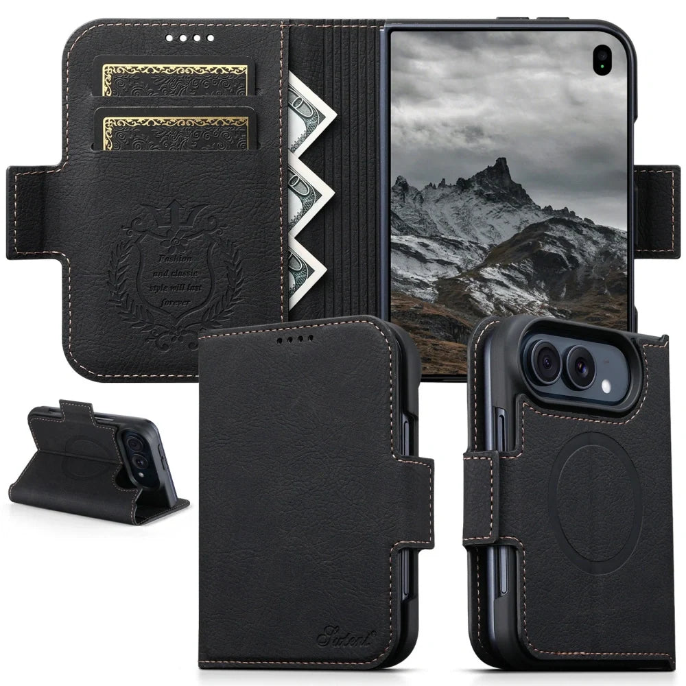 ZEERA FoldClasp Pro Case for iPhone Duo: MagSafe Leather Wallet Folio Case with Magnetic Closure & Landscape Kickstand