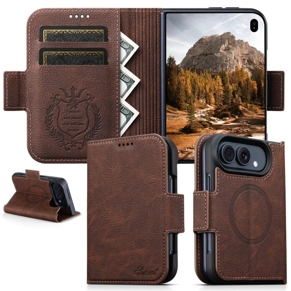 ZEERA FoldClasp Pro Case for iPhone Duo: MagSafe Leather Wallet Folio Case with Magnetic Closure & Landscape Kickstand