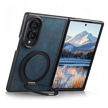 ZEERA FoldLuxe Pro Case for iPhone Duo: Oil-Wax Textured Leather MagSafe Case with 360° Rotating Kickstand