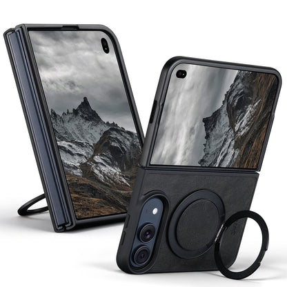 ZEERA FoldLuxe Pro Case for iPhone Duo: Oil-Wax Textured Leather MagSafe Case with 360° Rotating Kickstand