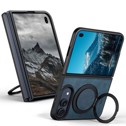 ZEERA FoldLuxe Pro Case for iPhone Duo: Oil-Wax Textured Leather MagSafe Case with 360° Rotating Kickstand