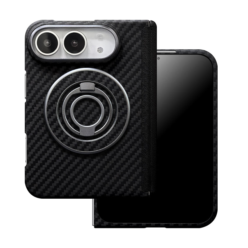 ZEERA FoldShield Pro Case for iPhone Duo: 1mm Ultra-Thin Aramid Fiber MagSafe Case with Auto-Retracting Leather Hinge Cover