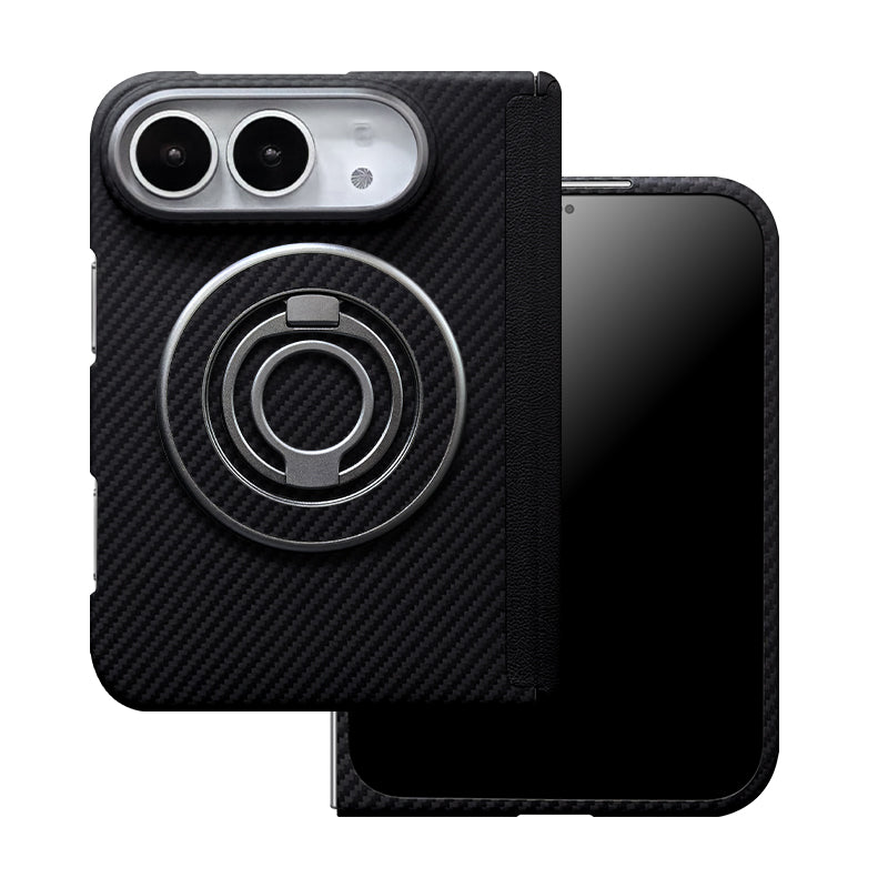 ZEERA FoldShield Pro Case for iPhone Duo: 1mm Ultra-Thin Aramid Fiber MagSafe Case with Auto-Retracting Leather Hinge Cover