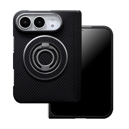ZEERA FoldShield Pro Case for iPhone Duo: 1mm Ultra-Thin Aramid Fiber MagSafe Case with Auto-Retracting Leather Hinge Cover